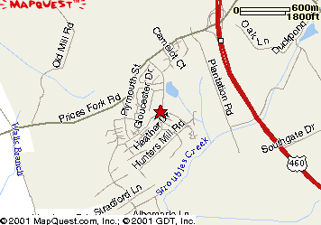 Map to Briarwood Room, corner of Tall Oaks Dr and Heather Dr 