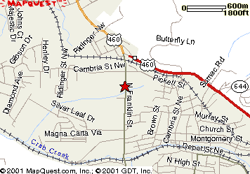Map to Christiansburg Park and Recreation building